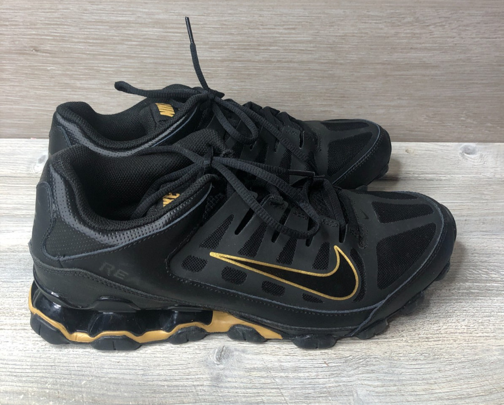 Nike Reax 8 TR Mesh Mens Size 9 Black Gold Running Training Shoes 621716 020